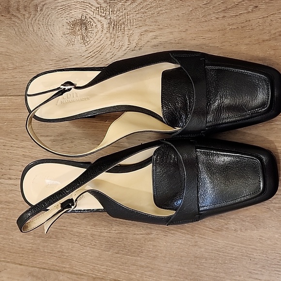 27 Edit Naturalizer Hunny Slingback Pump Shoes Black Leather Block Heel size 11 - Picture 2 of 13